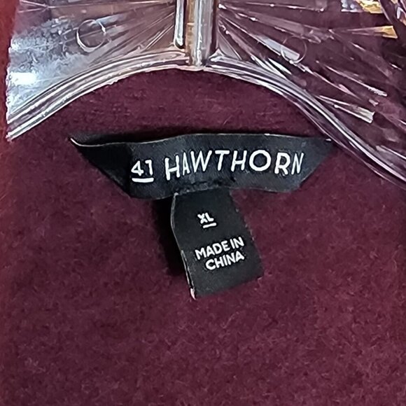 41 Hawthorn Burgundy 100% Cashmere Open Front Cardigan Sweater Size XL - Picture 3 of 6